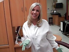 Hawt golden-haired dentist starts getting her clothes off then goes on her knees and begins to engulf a dick. What will this attractive hottie do next? And in what ways shall she receive fucked? Will she be screwed on the floor?