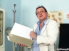 Shaggy pussy grandma visits pervy woman doctor